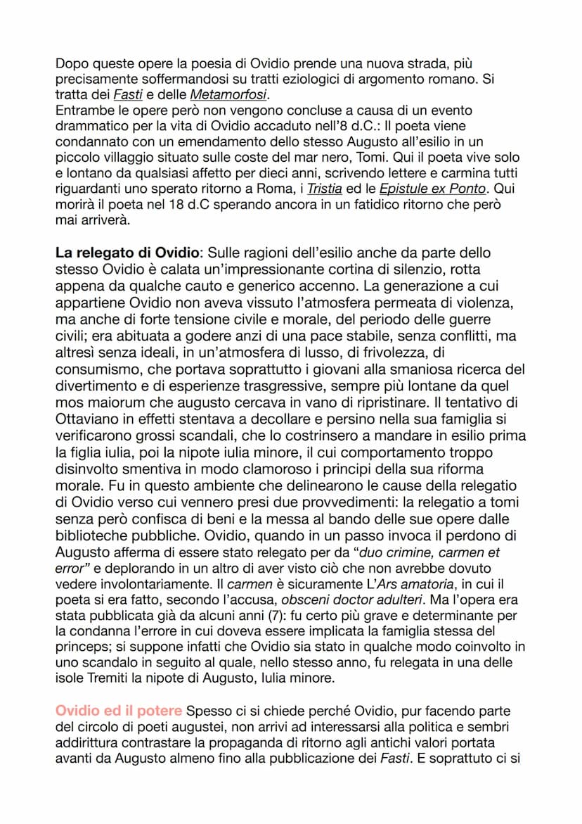 Ovidio
Nella sua abbondantissima produzione poetica il poeta, riprendendo
generi già sfruttati, tenta di rinnovarli con i metodi della varia