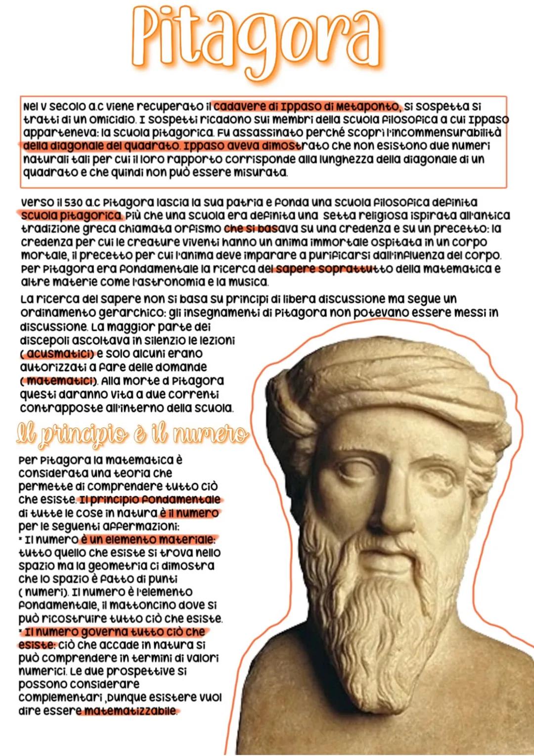 Pitagora
Nel V secolo a.c viene recuperato il cadavere di Ippaso di metaponto, si sospetta si
tratti di un omicidio. I sospetti ricadono sui