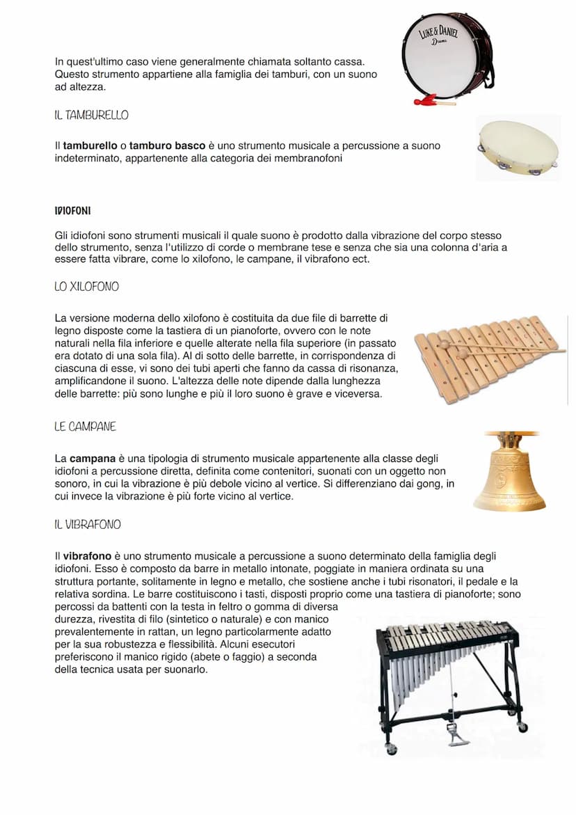 PERCUSSIONI
SUONO DETERMINATO E INDETERMINATO
Gli strumenti a percussione (detti anche percussioni) sono strumenti il cui suono scaturisce d
