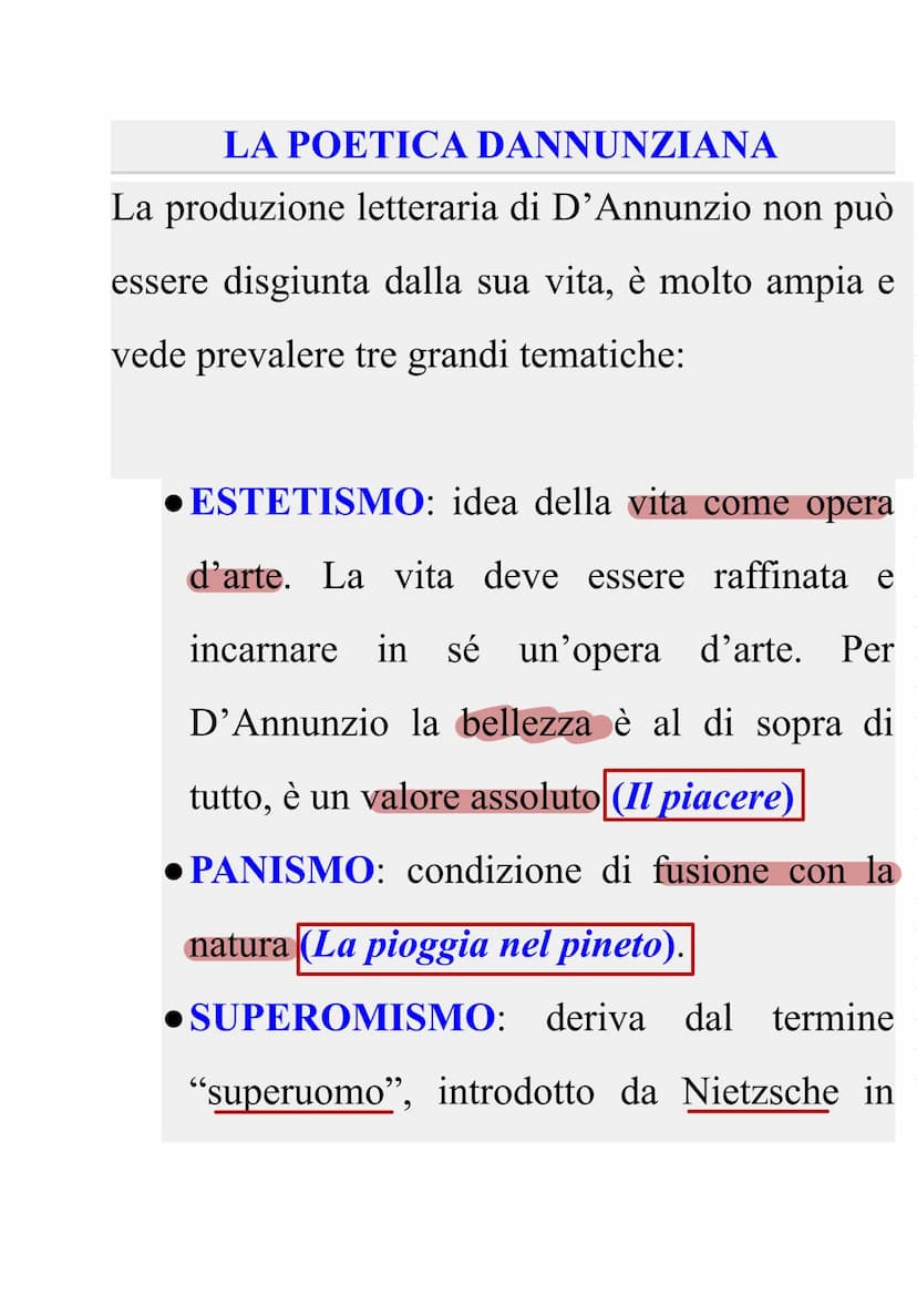 Gabriele D'Annunzio:
Esponente del decadentismo italiano
Nasce a Pescara 12 marzo del 1863
Appartiene a una famiglia agiata
compie i suoi pr