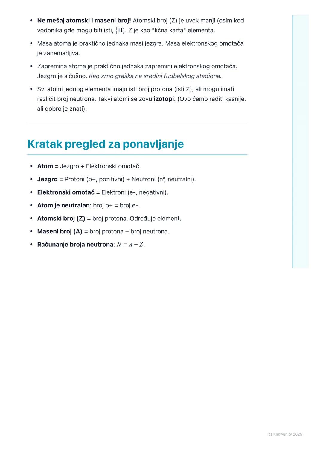 # Atom i njegove sastavne
čestice

## Uvod u građu atoma

Sve supstance oko nas, kao što su voda, vazduh, drvo, metal, sastoje se od
atoma. 