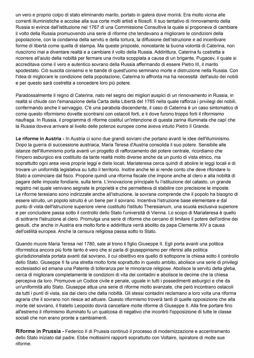 DISPOTISMO ILLUMINATO
Nella seconda metà del 700 iniziò una vera e propria stagione di riforme, le idee illuministe dei philosophes
si diffu
