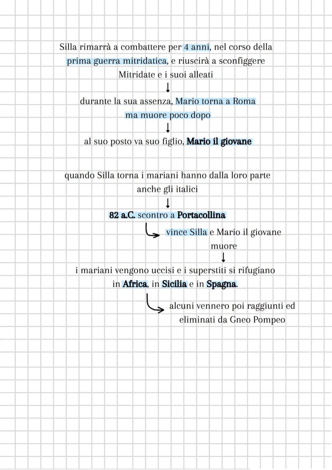 MARIO E SILLA
inizio I secolo a.C. emerge il cavaliere Gaio
Mario dalla parte dei popolari
2
"homo novus" → il primo della sua
famiglia ad e
