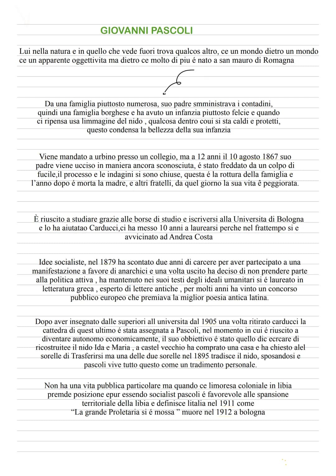GIOVANNI PASCOLI
Lui nella natura e in quello che vede fuori trova qualcos altro, ce un mondo dietro un mondo
ce un apparente oggettivita ma