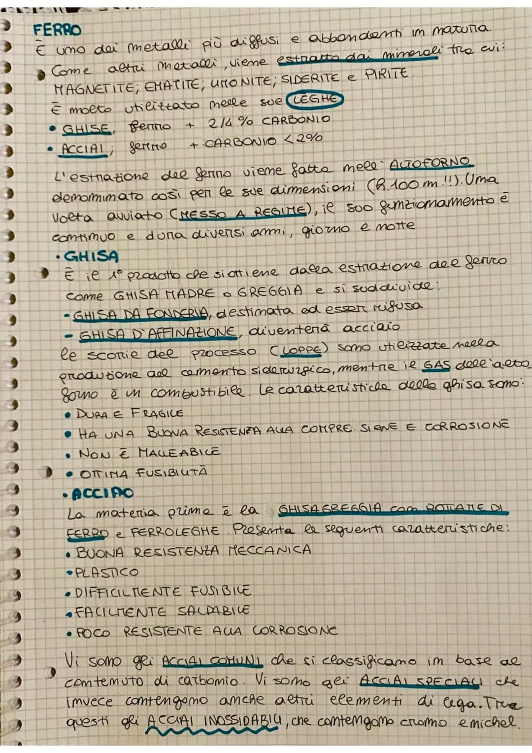 FERRO
€ uno dei metalli più diffusi e abbondenti in maturia.
Come altri metalli, viene estratto dai minerali tra cui:
MAGNETITE; EMATITE; UR