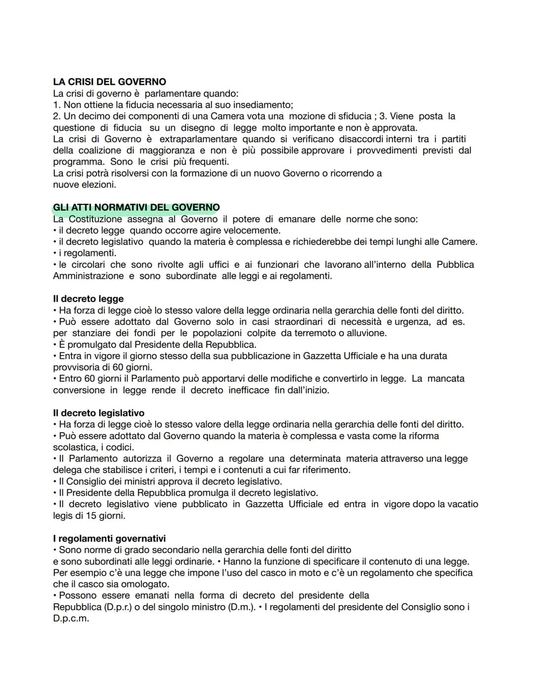# IL GOVERNO

LE FUNZIONI DEL GOVERNO
II Governo ha sede a Roma, a Palazzo Chigi, potere esecutivo
*   Funzione di indirizzo politico: se ot