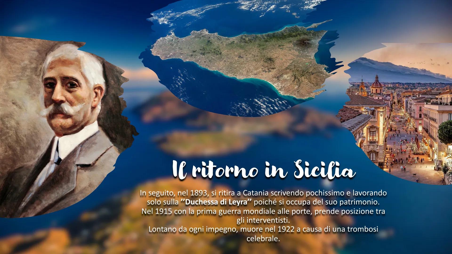 C
GIOVANNI
VERGA Vita
Nasce a Catania a Vizzini il 2 settembre 1840 in una
famiglia dell'aristocrazia Siciliana. Viene educato con
una forma