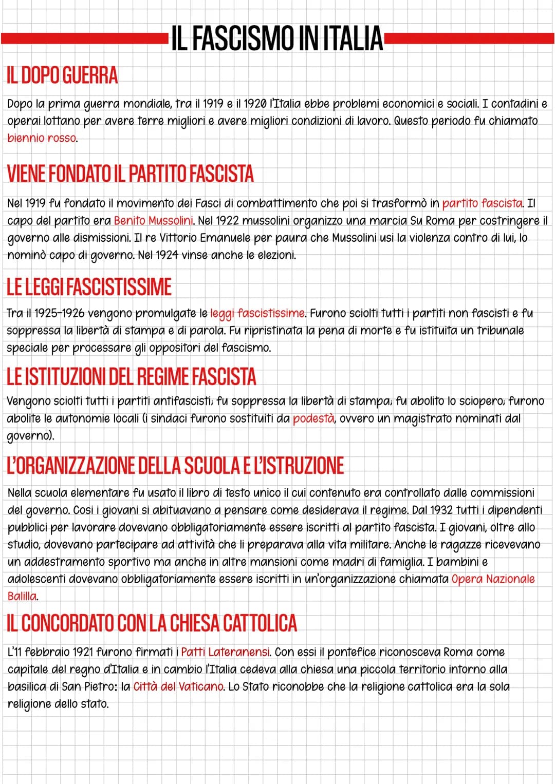 IL FASCISMO IN ITALIA
IL DOPO GUERRA
Dopo la prima guerra mondiale, tra il 1919 e il 1920 l'Italia ebbe problemi economici e sociali. I cont