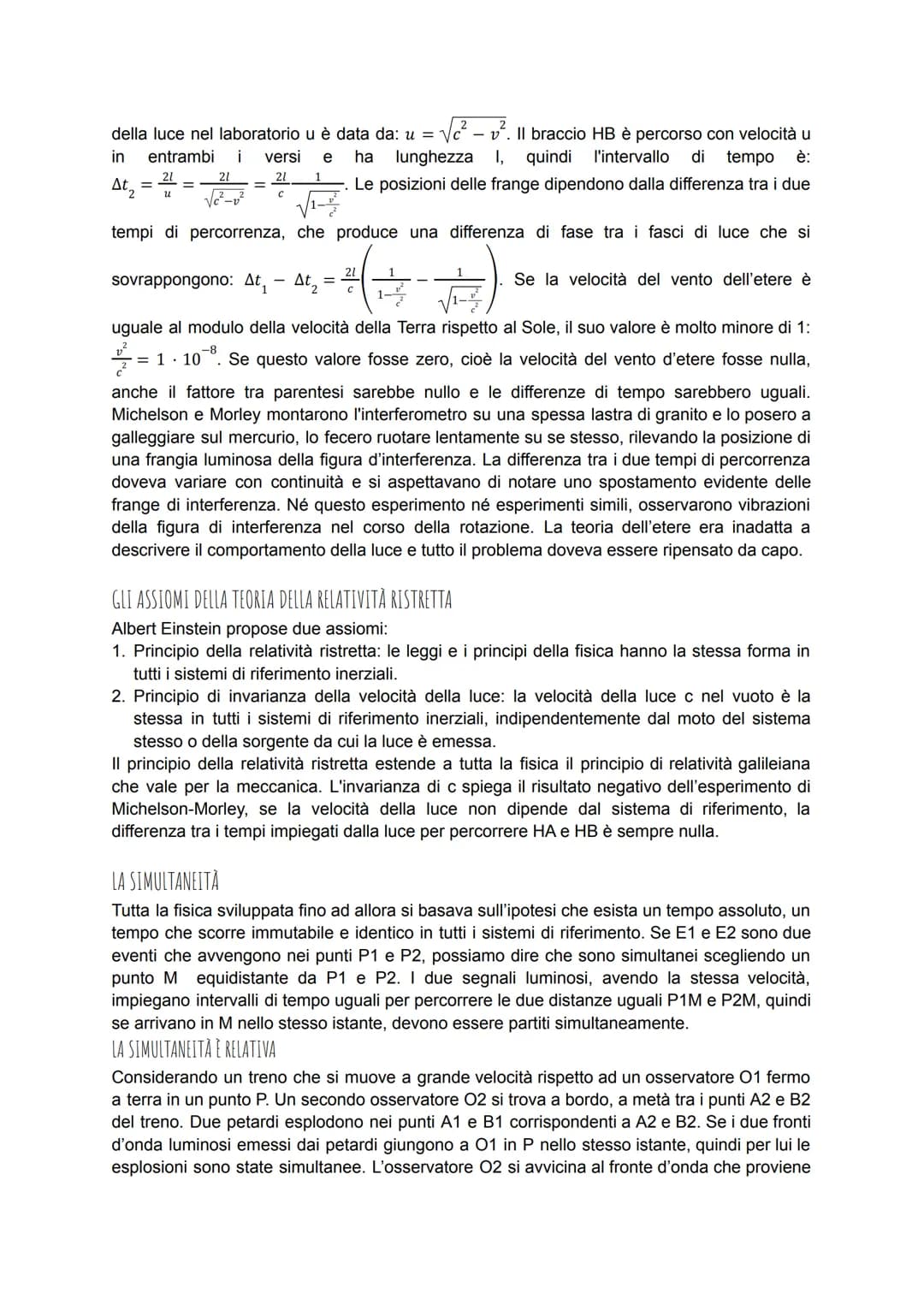 LA RELATIVITÀ DEL TEMPO E DELLO SPAZIO
LA VELOCITÀ DELLA LUCE
La luce è un'onda elettromagnetica, cioè un'onda trasversale che si propaga an
