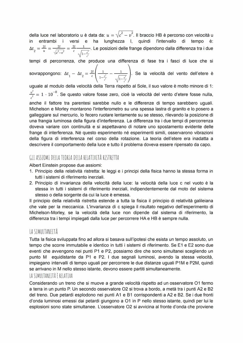 LA RELATIVITÀ DEL TEMPO E DELLO SPAZIO
LA VELOCITÀ DELLA LUCE
La luce è un'onda elettromagnetica, cioè un'onda trasversale che si propaga an