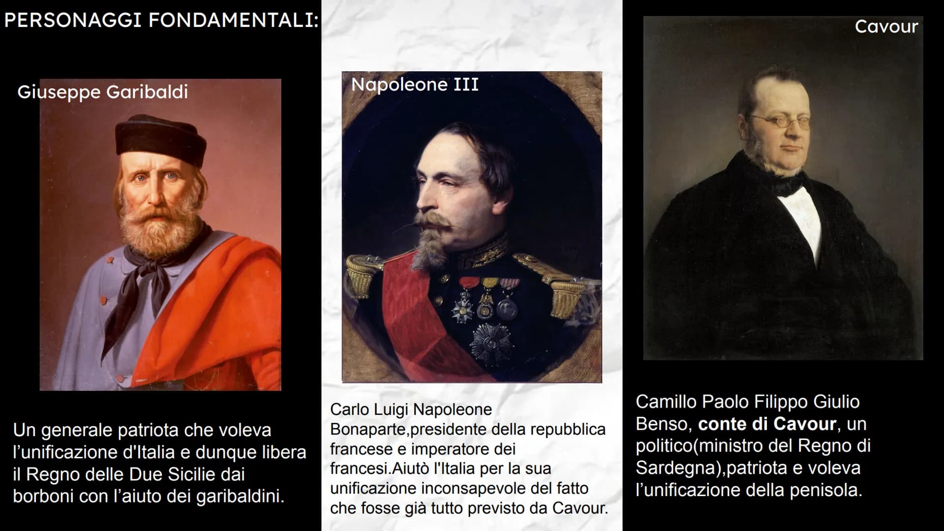 IL RISORGIMENTO
ITALIANO PERSONAGGI FONDAMENTALI:
Giuseppe Garibaldi
Un generale patriota che voleva
l'unificazione d'Italia e dunque libera