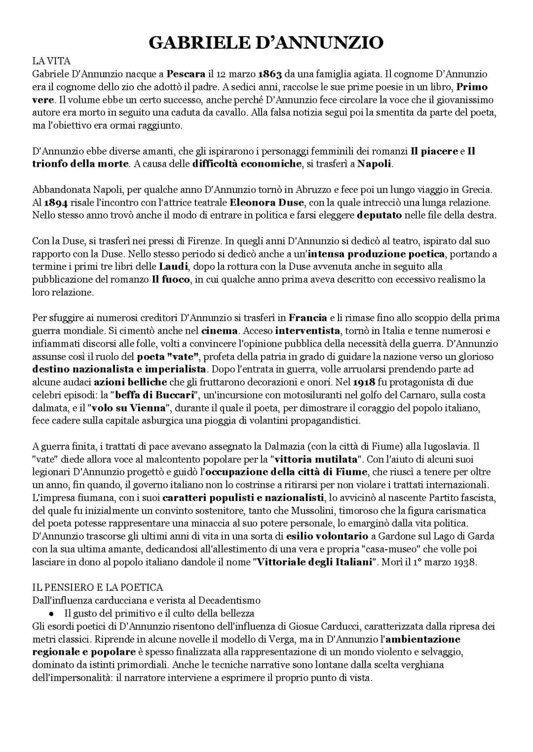 GABRIELE D’ANNUNZIO
