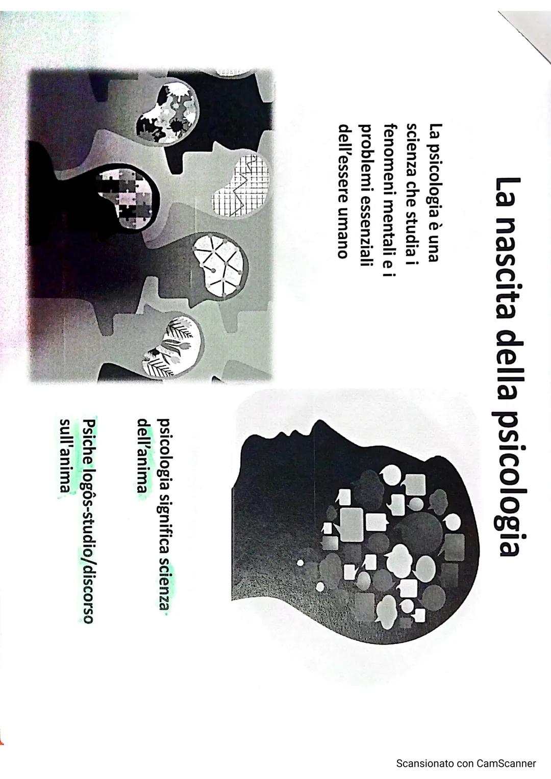 Psicologia
||
Scansionato con CamScanner La nascita della psicologia
La psicologia è una
scienza che studia i
fenomeni mentali e i
problemi 