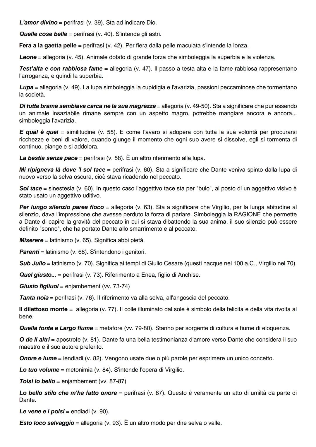 INFERNO CANTO 1: FIGURE RETORICHE
Cammin di nostra vita = metafora (v. 1). Il poeta vuole dirci che ai suoi tempi si pensava che la durata m