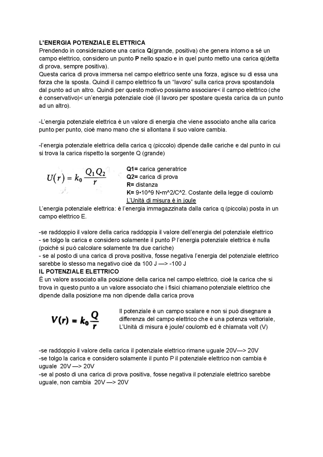L’ENERGIA POTENZIALE ELETTRICA 