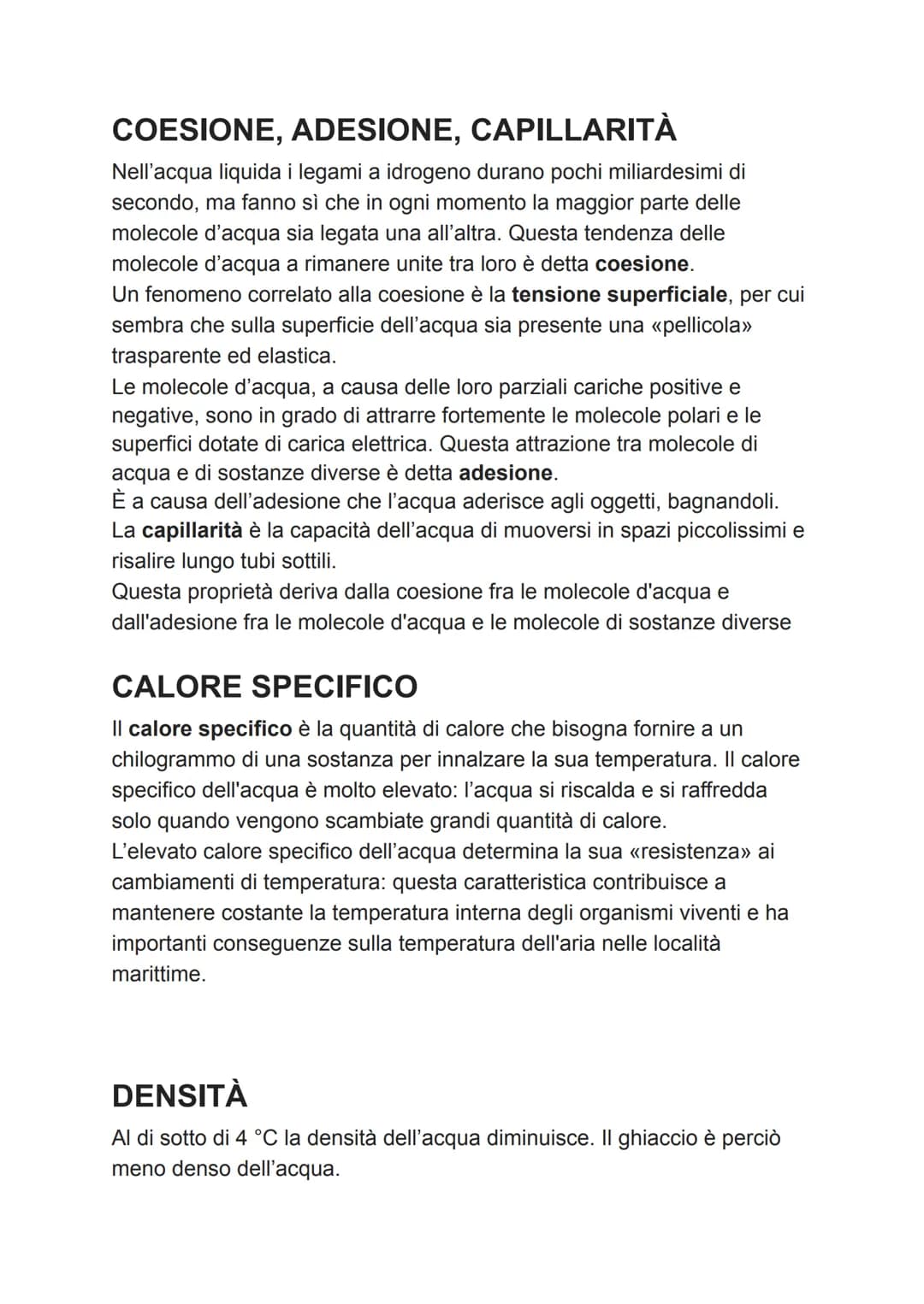 LA MOLECOLA H2O
L'acqua presenta formula chimica H2O, cioè
in ogni molecola sono presenti due atomi di
idrogeno e un atomo di ossigeno.
Cias