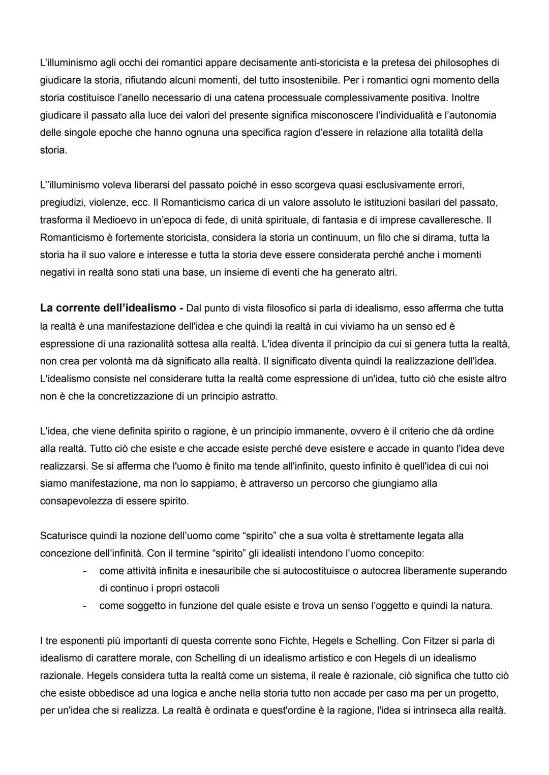 IDEALISMO
Il Romanticismo come problema critico e storiografico - Con il termine "Romanticismo" che in
origine faceva riferimento al romanzo