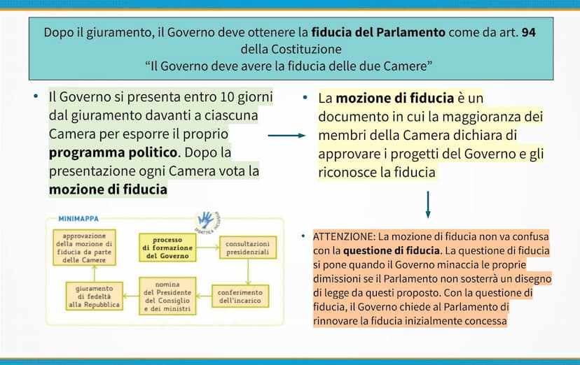 Il Governo
La composizione
- La formazione
Le funzioni
- La composizione del Governo
●
Il Governo è l'organo titolare del potere esecutivo
L