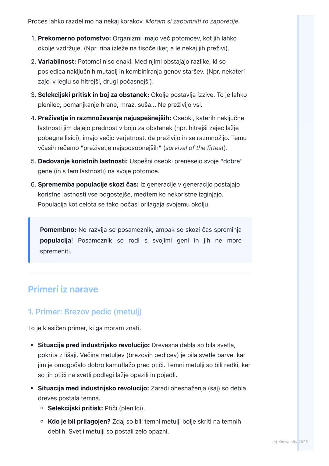 # Naravna selekcija

Kaj je naravna selekcija?

To je glavni mehanizem evolucije, ki ga je opisal Charles Darwin. V bistvu gre
za proces, kj