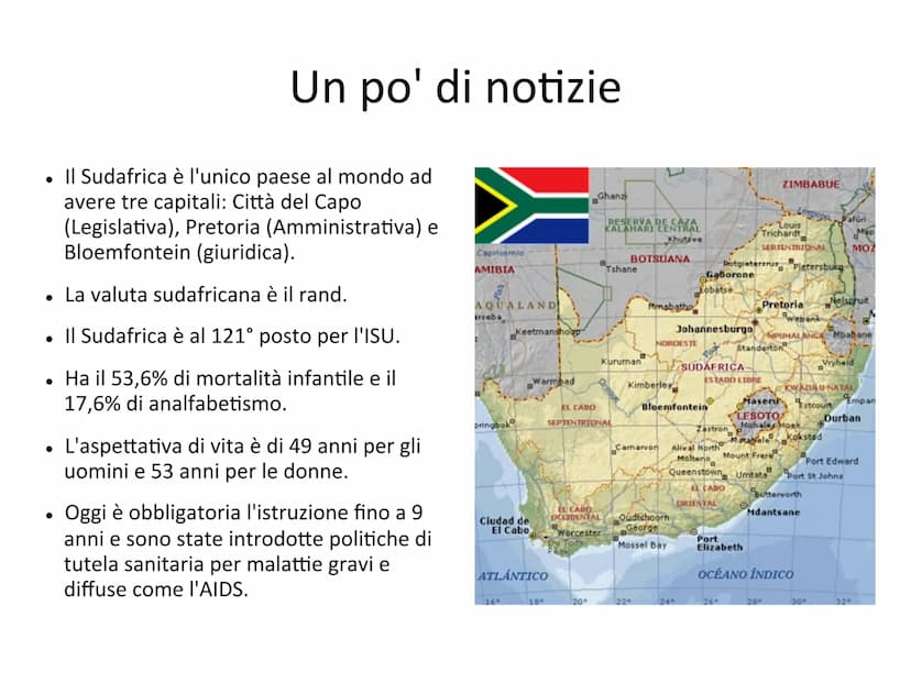 SUDAFRICA
I colori della bandiera sono:
Nero, il colore della maggioranza del
popolo.
Oro, il metallo di cui il Sudafrica è
ricchissimo.
Ver