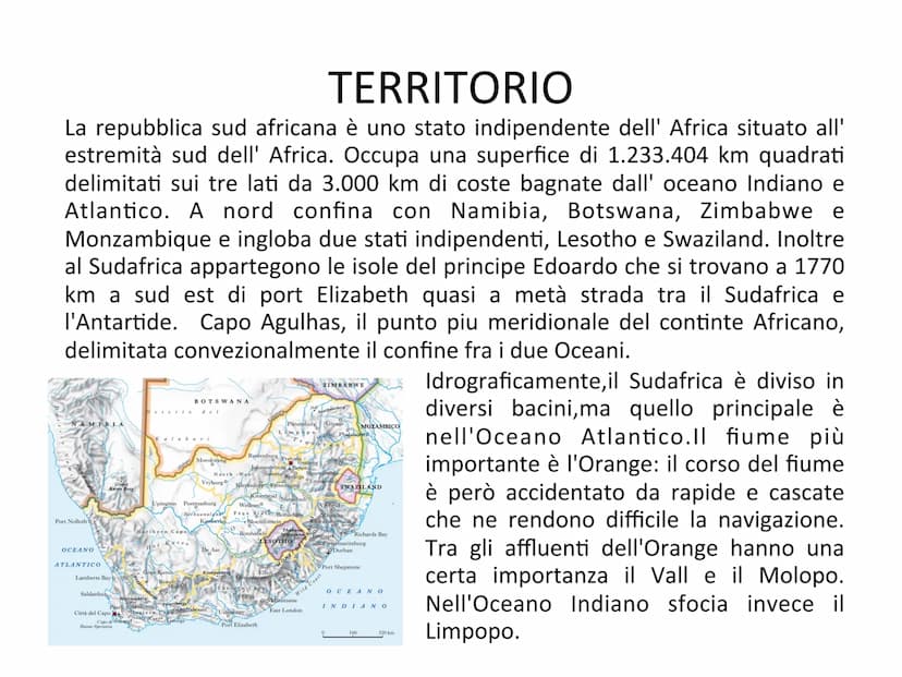 SUDAFRICA
I colori della bandiera sono:
Nero, il colore della maggioranza del
popolo.
Oro, il metallo di cui il Sudafrica è
ricchissimo.
Ver