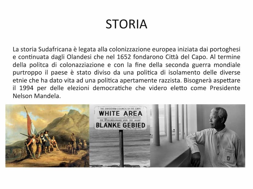 SUDAFRICA
I colori della bandiera sono:
Nero, il colore della maggioranza del
popolo.
Oro, il metallo di cui il Sudafrica è
ricchissimo.
Ver