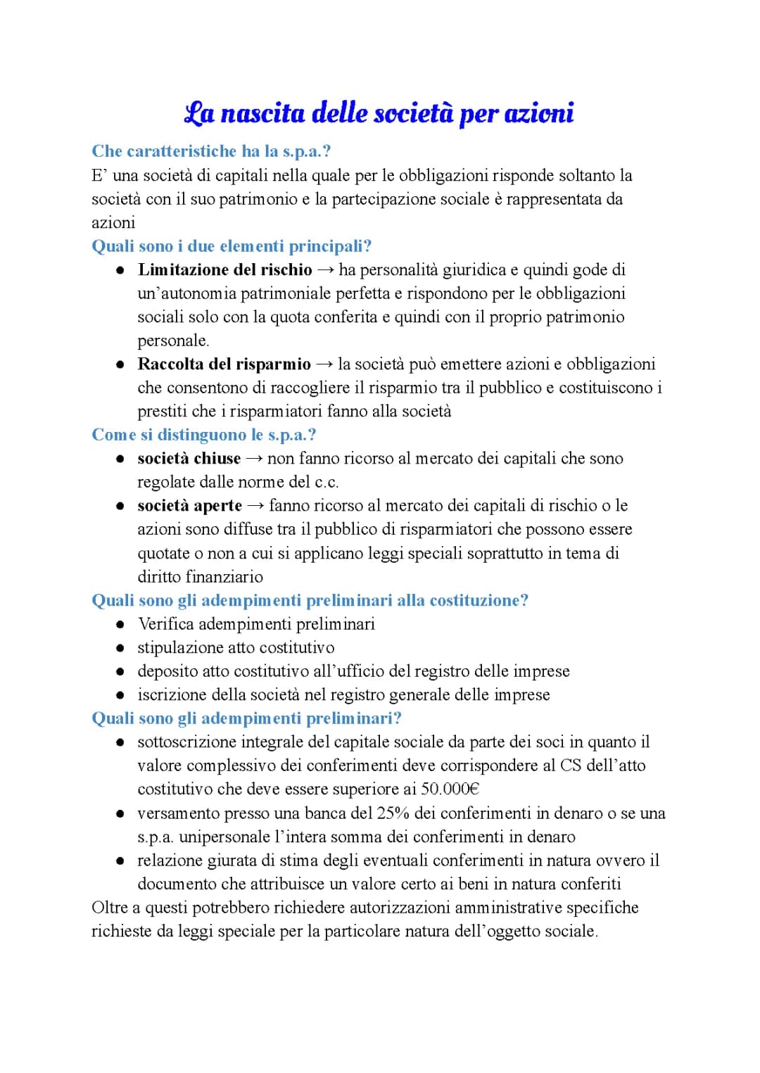 Società per azioni (s.p.a.)