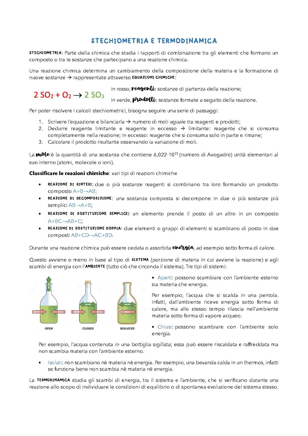 stechiometria e termodinamica