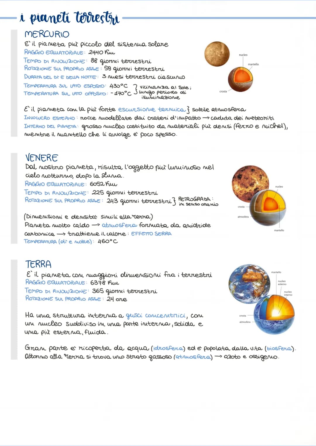 Mercurio
SOLE
il sistema solare
●
●
●
fascia degli asteroidi
Venere
Marte
(2 satelliti)
Terra
COMPOSTO DA:
●
Sole
• 8 pianeti
Luna
pianeti t