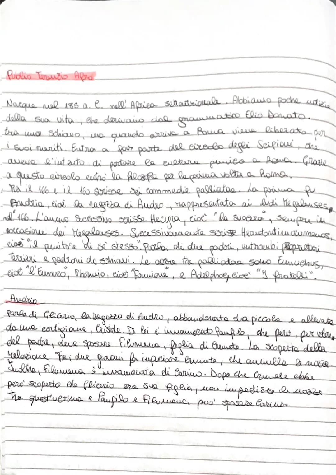 Public Terencio Abra
Nacque vel 185 a. C. nell' Africa settentrionale. Abbiamo poche udizie
della sua vita, che derivain dal grammatico Elio