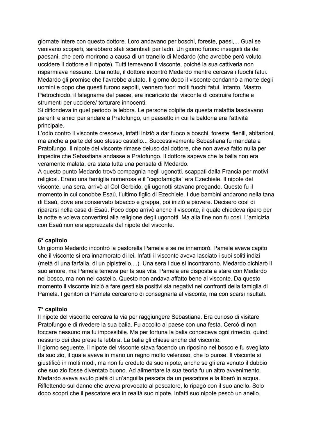 # II visconte dimezzato

1° capitolo
Il primo capitolo si apre con l'enunciazione del contesto in cui ha luogo la vicenda. Medardo,
il visco