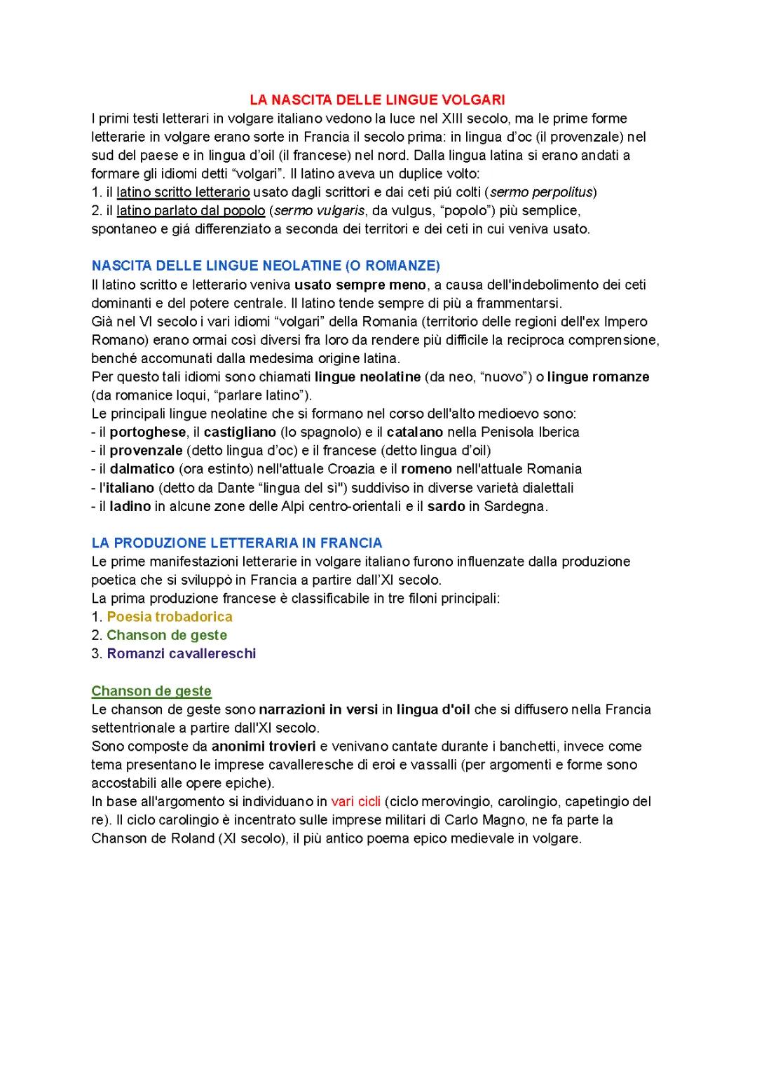 Nascita delle lingue volgari