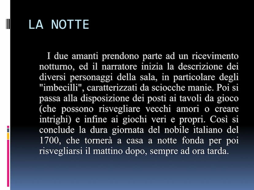 GIUSEPPE PARINI
IL GIORNO CARATTERISTICHE
una
"Il
Il giorno è un POEMA che mira a rappresentare
in modo satirico, l'aristocrazia decaduta di