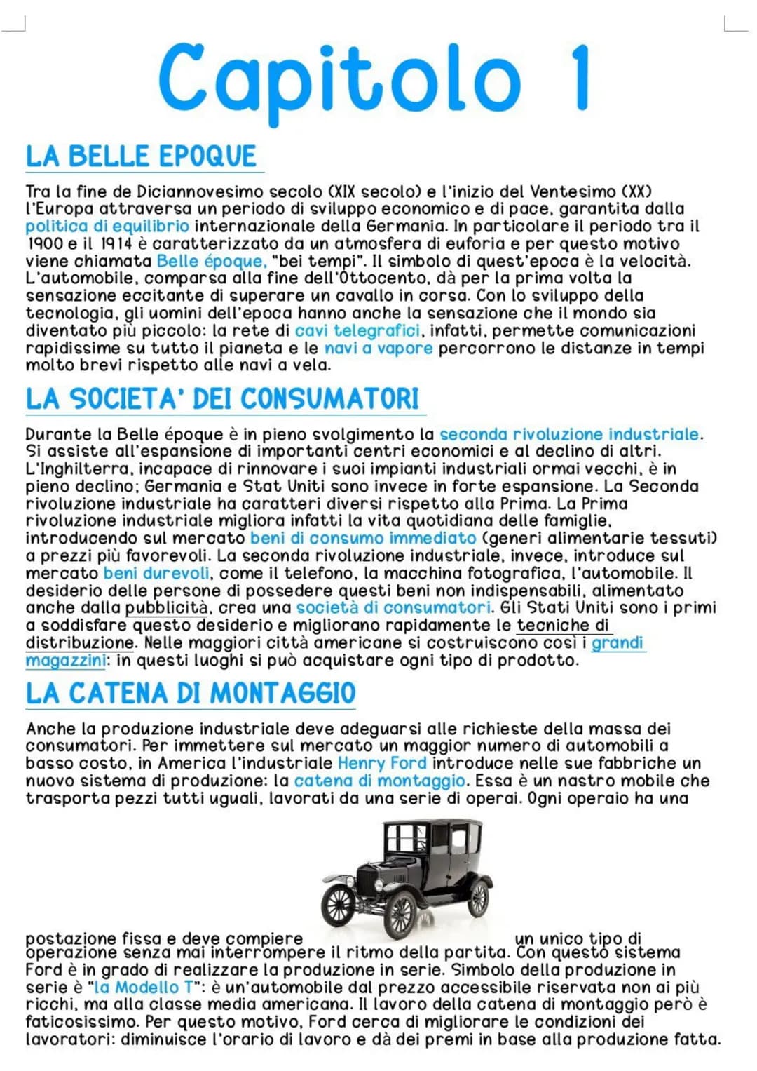 Capitolo 1
LA BELLE EPOQUE
Tra la fine de Diciannovesimo secolo (XIX secolo) e l'inizio del Ventesimo (XX)
l'Europa attraversa un periodo di