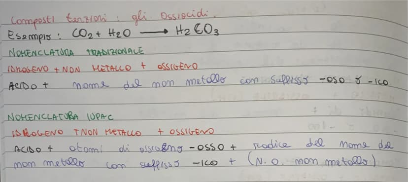 composti BINARI:
Le formule
e ciascun elemento
privato dei segni
SI Recove velocemente mettendo come indice
di ossidazione
dell'oltr
O
COMPO