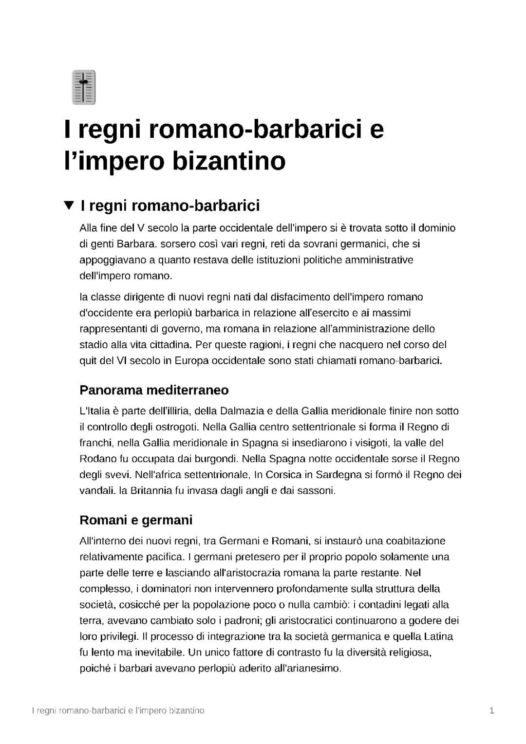 I Regni Romano-Barbarici: Schema, Riassunto e Caratteristiche