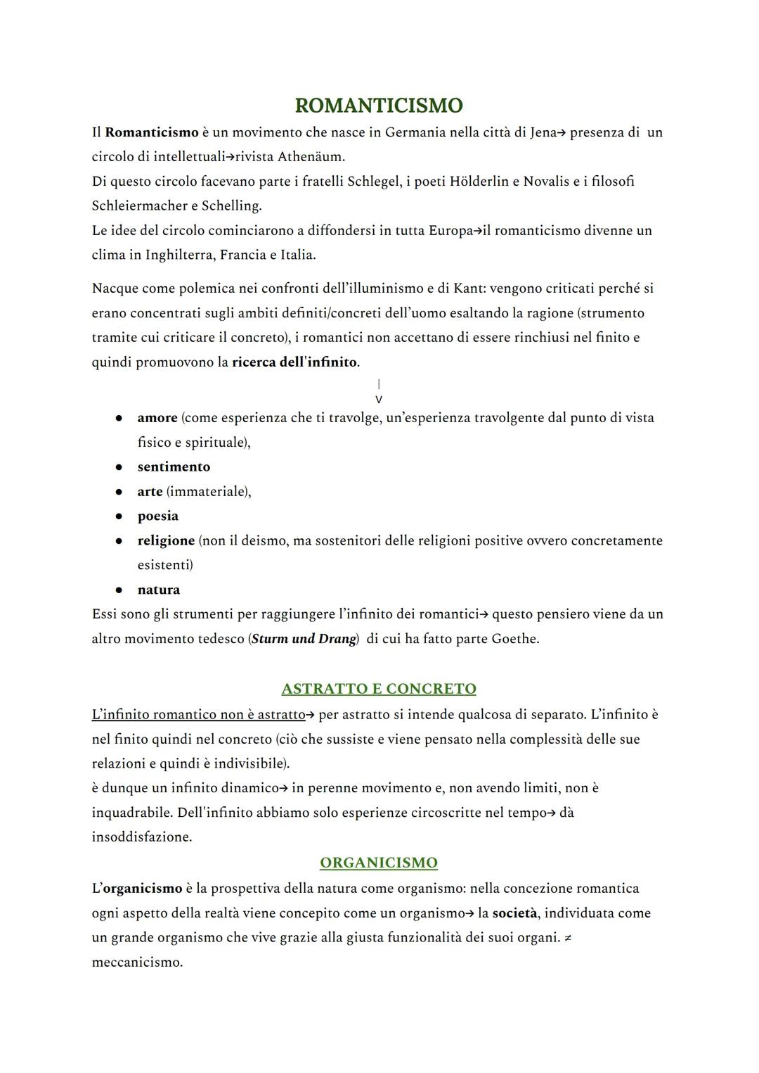 ROMANTICISMO
Il Romanticismo è un movimento che nasce in Germania nella città di Jena→ presenza di un
circolo di intellettuali rivista Athen