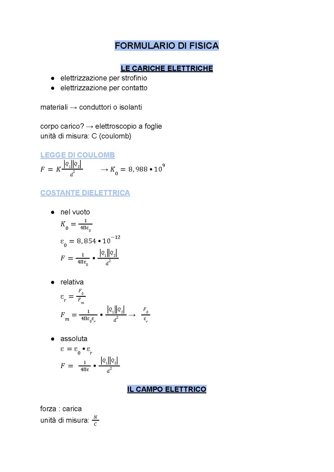 Formulario di fisica
