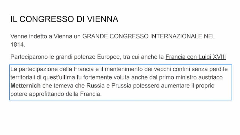 La Restaurazione
BAXE
Dopo la morte di Napoleone le potenze vincitrici si spartiscono il potere in
Europa.
FRANCE La RESTAURAZIONE
Il period