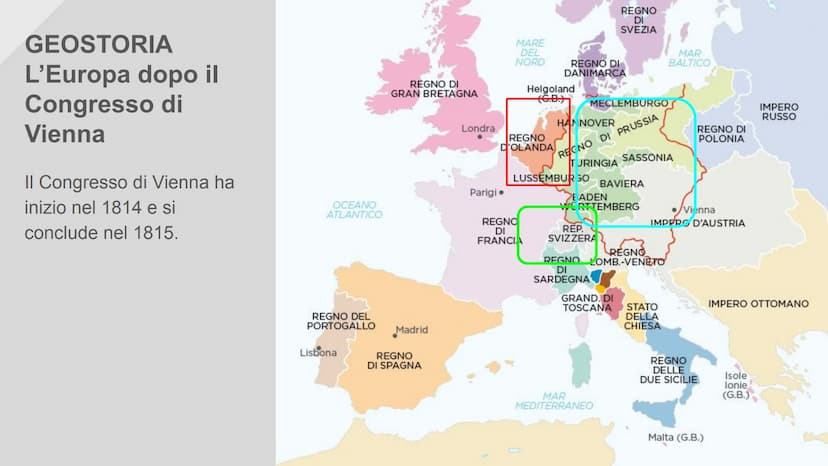 La Restaurazione
BAXE
Dopo la morte di Napoleone le potenze vincitrici si spartiscono il potere in
Europa.
FRANCE La RESTAURAZIONE
Il period