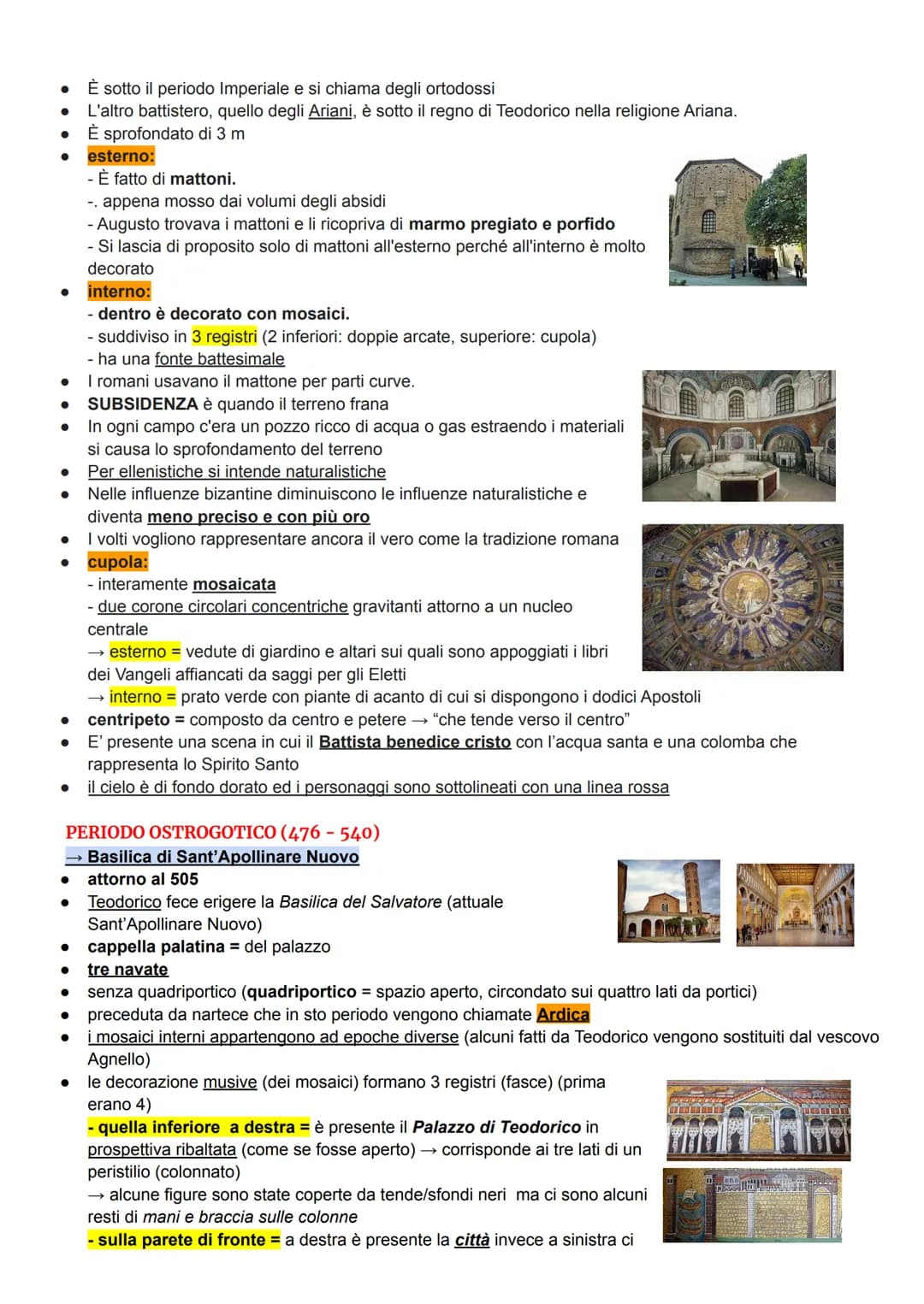 L'architettura e i mosaici:
si distinguono in tre periodi:
periodo imperiale →402 al 476
periodo ostrogotico → 476 al 540
periodo giustinian