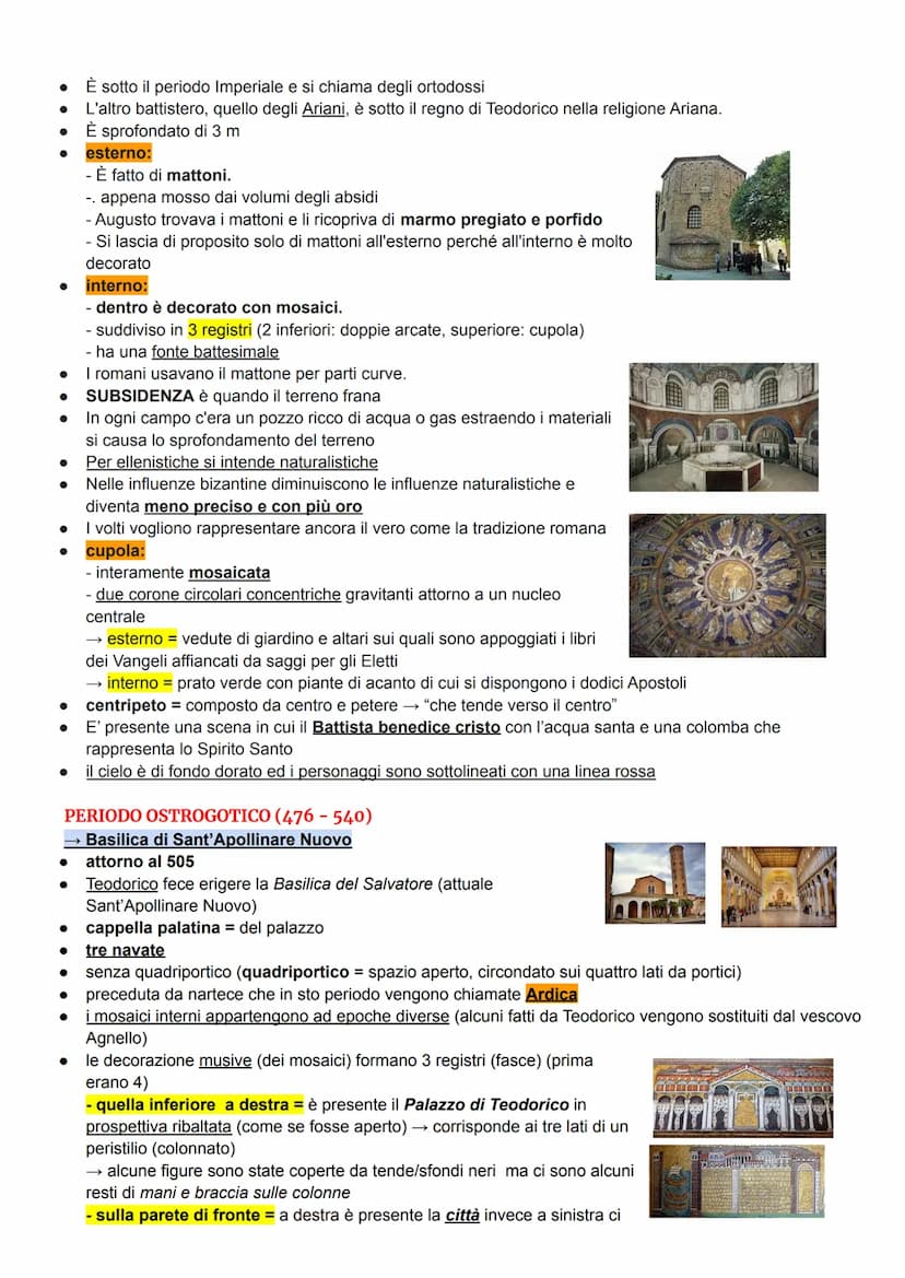 L'architettura e i mosaici:
si distinguono in tre periodi:
periodo imperiale →402 al 476
periodo ostrogotico → 476 al 540
periodo giustinian