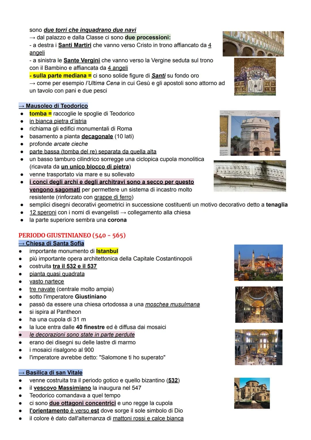 L'architettura e i mosaici:
si distinguono in tre periodi:
periodo imperiale →402 al 476
periodo ostrogotico → 476 al 540
periodo giustinian