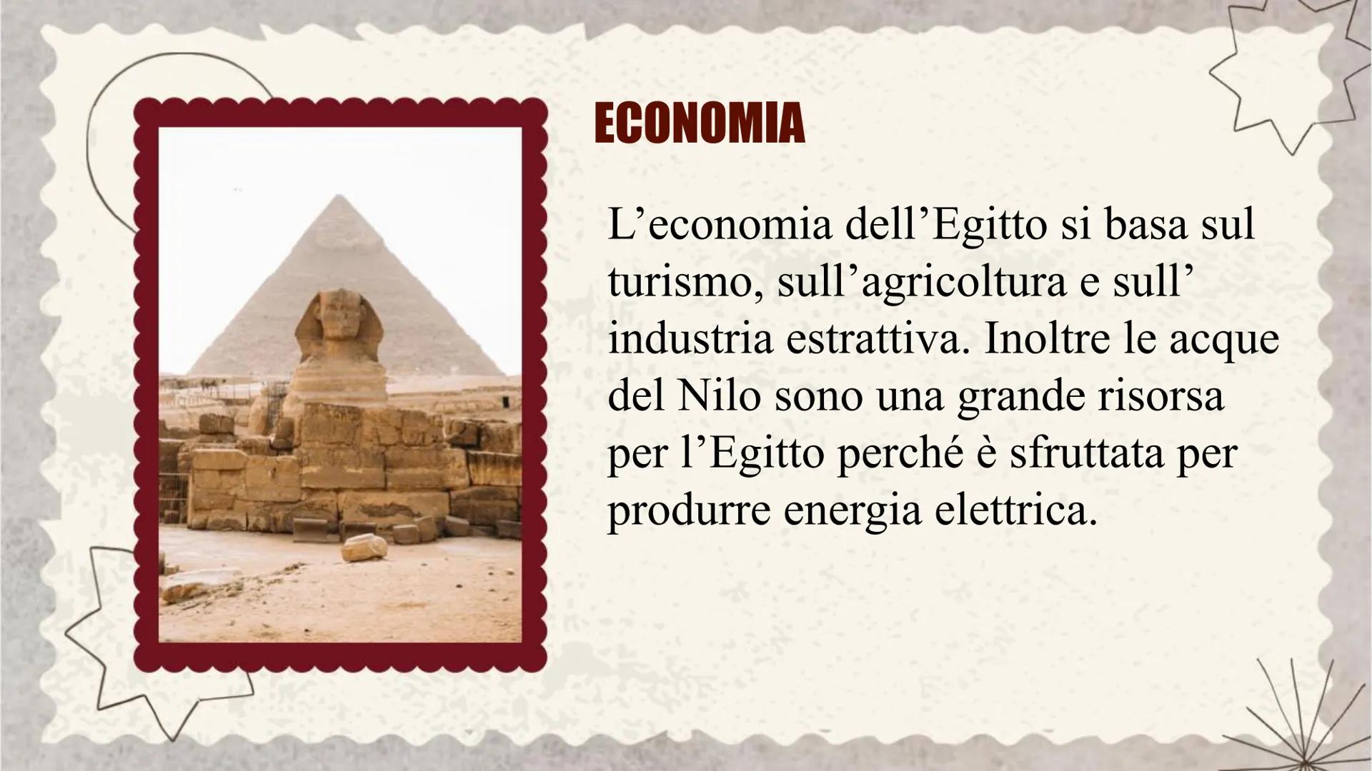 EGITTO # TERRITORIO

L'Egitto si trova nel nord-est dell'Africa e si
affaccia a nord sul Mar Mediterraneo, a est
confina con Israele, a oves