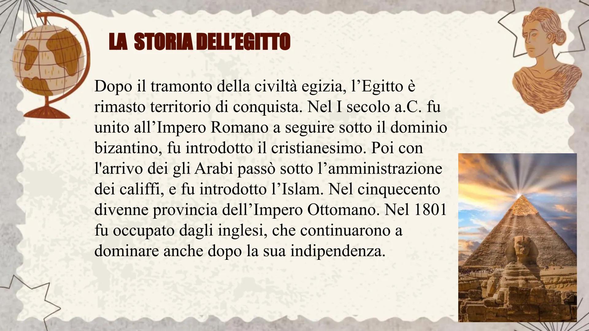EGITTO # TERRITORIO

L'Egitto si trova nel nord-est dell'Africa e si
affaccia a nord sul Mar Mediterraneo, a est
confina con Israele, a oves