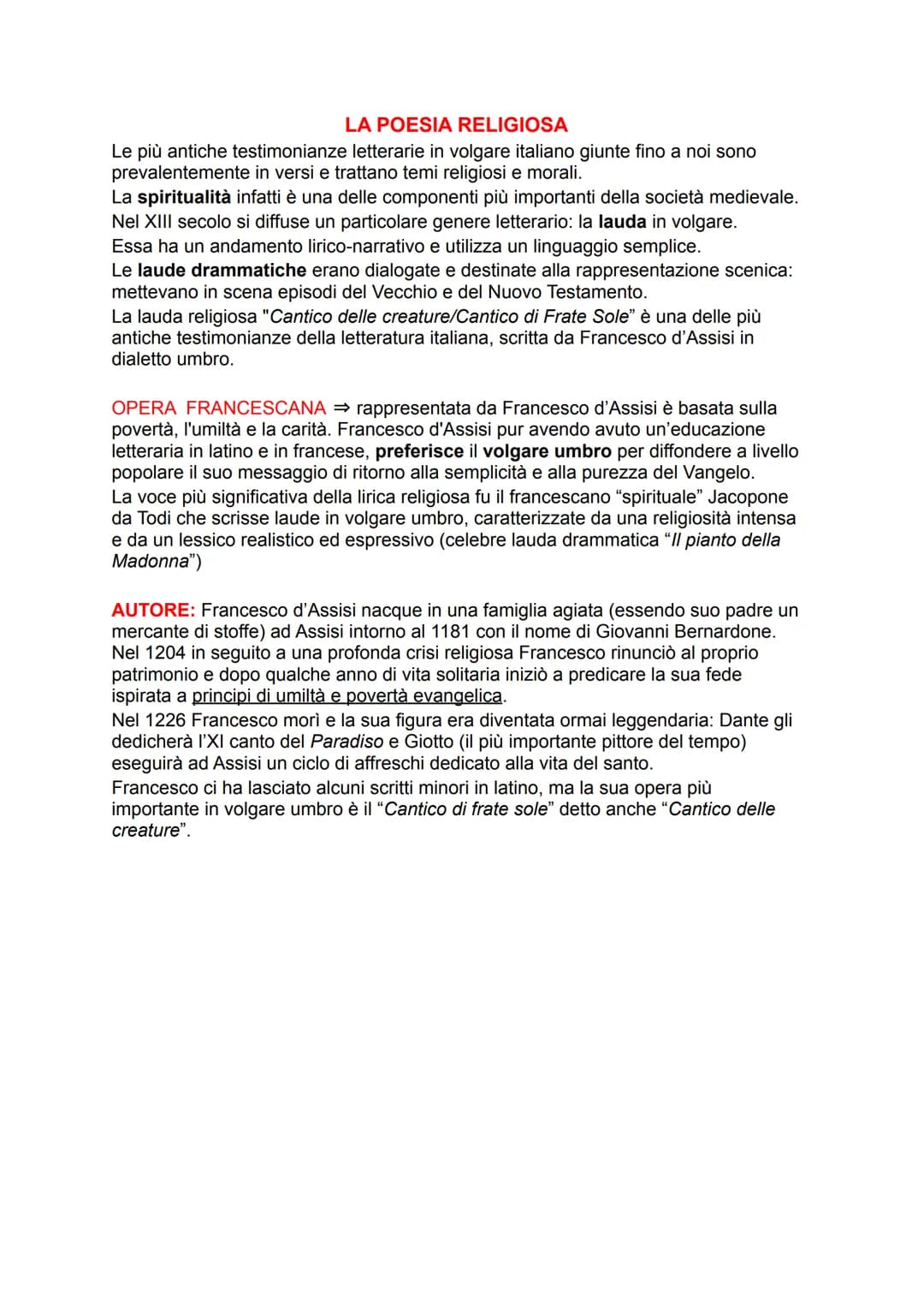 LA NASCITA DELLE LINGUE VOLGARI
I primi testi letterari in volgare italiano vedono la luce nel XIII secolo, ma le prime forme
letterarie in 