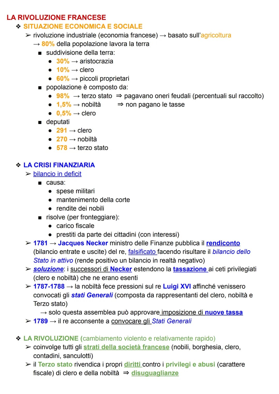 LA RIVOLUZIONE
FRANCESE
◆ SITUAZIONE ECONOMICA E SOCIALE
➤ rivoluzione industriale (economia francese) - basato sull'agricoltura
→ 80% della