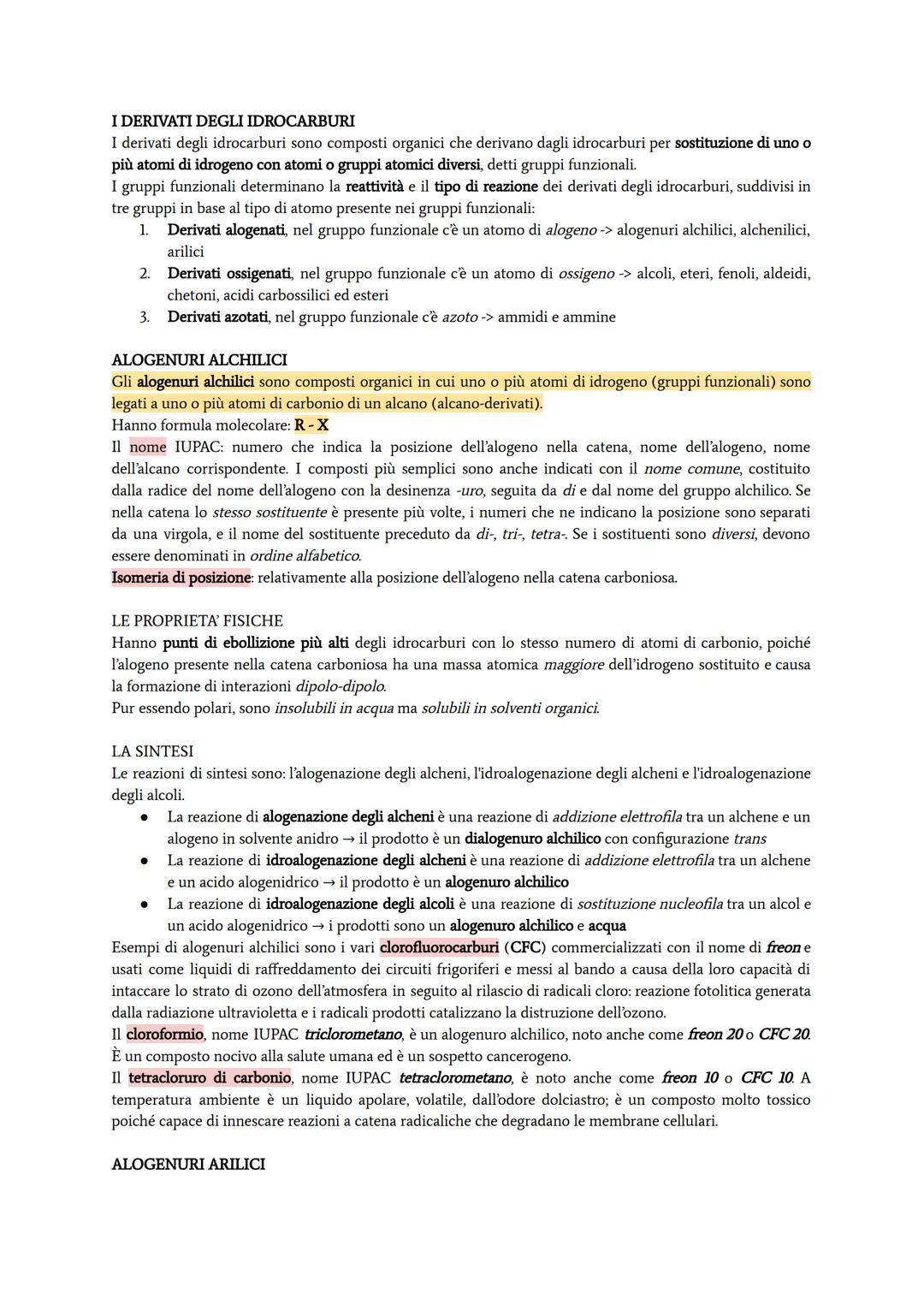 # I DERIVATI DEGLI IDROCARBURI
I derivati degli idrocarburi sono composti organici che derivano dagli idrocarburi per sostituzione di uno o
