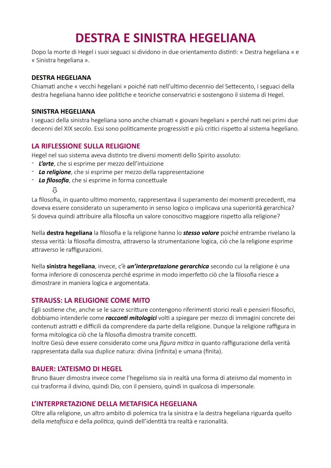 DESTRA E SINISTRA HEGELIANA