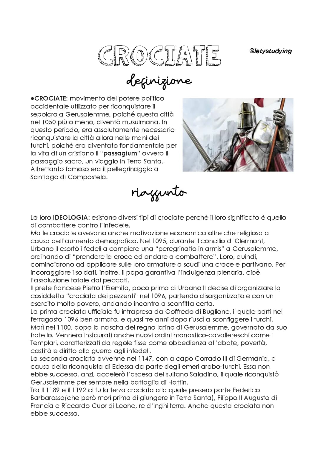 Le Crociate: Riassunto Breve e Schema per Bambini